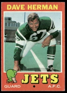 Dave Herman 1971 Topps #124 New York Jets RC Football Karte - Bild 1 von 2