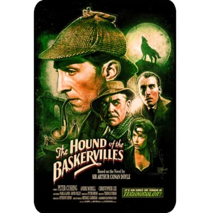 Insegna metallo latta Sherlock Holmes 8x12 Segugio dei Baskerville 1959 Hammer Movie - Foto 1 di 2