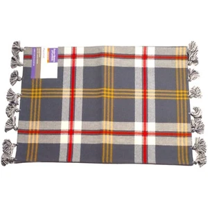 Set 6 Tartan Plaid Gray White Red Placemats Tassels Cotton 14x21 Reversible - Picture 1 of 15