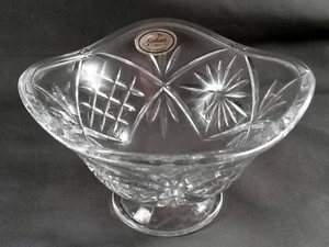 Gorham Crystal Footed Candy Bowl 4.5in Nut Clear w Arches Fans Cross Hatch - Picture 1 of 10
