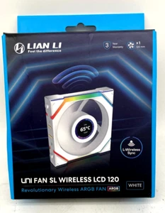 Lian-Li 12SLLCD1W1W 120 mm UNI FAN SL 2.4GHz Wireless 1.6 LCD RGB Fan - White - Afbeelding 1 van 9