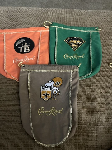 NFL  New Orleans Saints 3 Bag Set Of Logo’d CROWN ROYAL BAG  1 Liter Cover