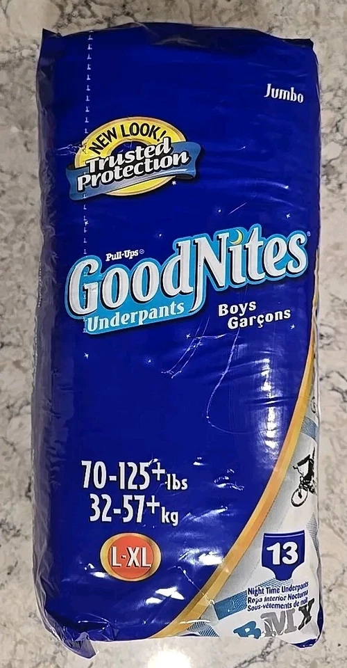 Calzoncillos vintage L-XL Jumbo Goodnites Pull-Ups 2004-2007 niños 13 unidades BMX Foto 1 de 4