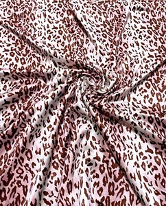 Satin Charmeuse Faux Silk Animal Prints Leopard Pink & Ivory Stripe Beatifully - Picture 1 of 4