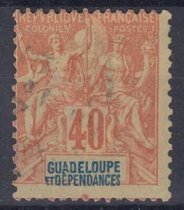 TIMBRE GUADELOUPE TYPE GROUPE 40c ORANGE N° 36 OBLITERATION TRES LEGERE - Picture 1 of 2