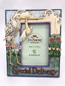 Enesco 7.5X9" Jim Shore Stork With Baby Figurine Frame Holds 4X6" Photo - Picture 1 of 5