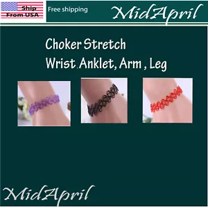 Choker Stretch Handgelenk Arm Bein Fußkettchen Elastisch Tattoo Kette Kragen USA - Bild 1 von 1