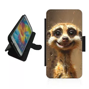 Meerkat Phone Case Wallet flip cover For iPhone Samsung MER1 funny animal - Picture 1 of 3
