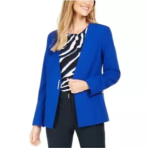 Calvin Klein Womens 2 Royal Blue Long Sleeve V Neck Blazer Jacket NWT DC49 - Picture 1 of 3