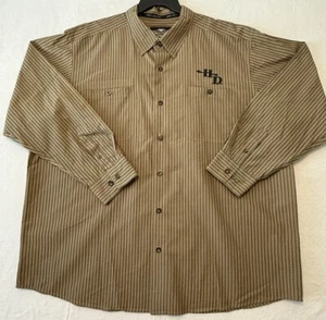 Harley-Davidson Logo Hemd Langarm Button Down Braun Bestickt Herren 3XL - Bild 1 von 15