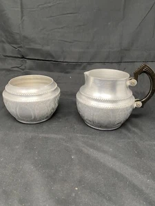 Vintage Sona Ware Silver Aluminum Works Cream& Sugar Stratford  On Avon England - Picture 1 of 11