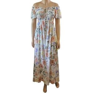 Illa Illa Women's Sleeveless Long Dress Floral On Off Shoulder ruffle - Picture 1 of 11