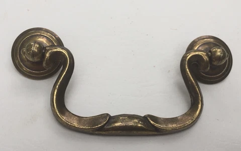 Brass Vintage Antique Hardware Swan Chippendale Drawer Bail Pull 3 1/2” center Cover