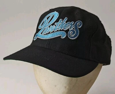 Vtg American Needle Nutmeg Carolina Panthers Script Black Snapback Hat NFL - Image 1 of 4