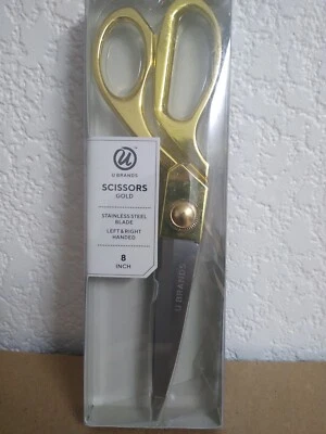 UBRAND METALLIC GOLD 8" STAINLESS STEEL SCISSORS FOR DESK,OFFICE-GREAT QUALITY - Image 1 of 2