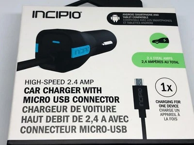 Incipio High Speed 2.4A CAR Charger w/ Micro USB Connector - Black - Image 1 of 4