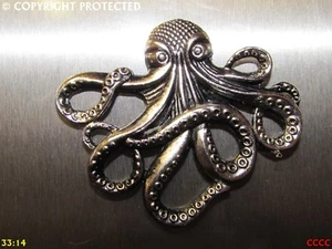 Steampunk Silber Kühlschrankmagnet Krake Oktopus Piraten der Karibik - Bild 1 von 2