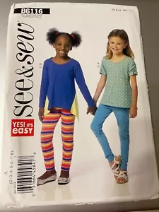 Maglione pullover bambina modello Butterick B6116 con varianti e leggings taglia 2-8 EZ! - Foto 1 di 2