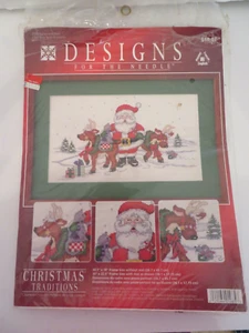 Designs For The Needle Christmas Traditions 1985 Cross Stitch Kit Santa & Deer - Picture 1 of 6