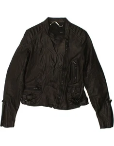 BARBARA BUI Womens Biker Jacket IT 42 Medium Black Lambskin CL05 - Picture 1 of 5