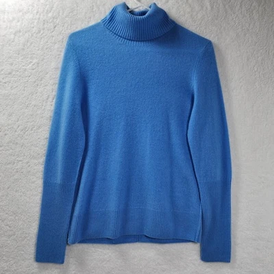 Aqua 100% Cashmere Womens Blue Turtleneck Sweater Medium Minimalist Luxury Twee - Image 1 of 4