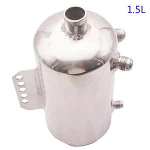 Universal Polished Aluminum Alloy 1.5L Fuel Surge Tank mirror oil Catch Can New - Picture 1 of 9