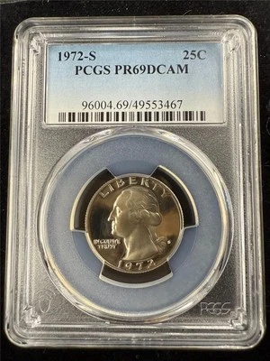 1972 S WASHINGTON QUARTER 25C PR69 DCAM UCAM PF69 PCGS DEEP CAMEO SKU 3815 - Image 1 of 2