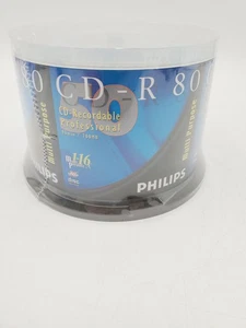 Pack of 50 Philips CD-R 80 Min 700MB New Factory Sealed Recordable Professional - Picture 1 of 3