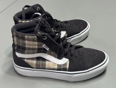 Vans Filmore Sk8-Hi Leather Shoes Women's US 7 Brown Suede Fabric Plaid Sneakers - Image 1 of 4