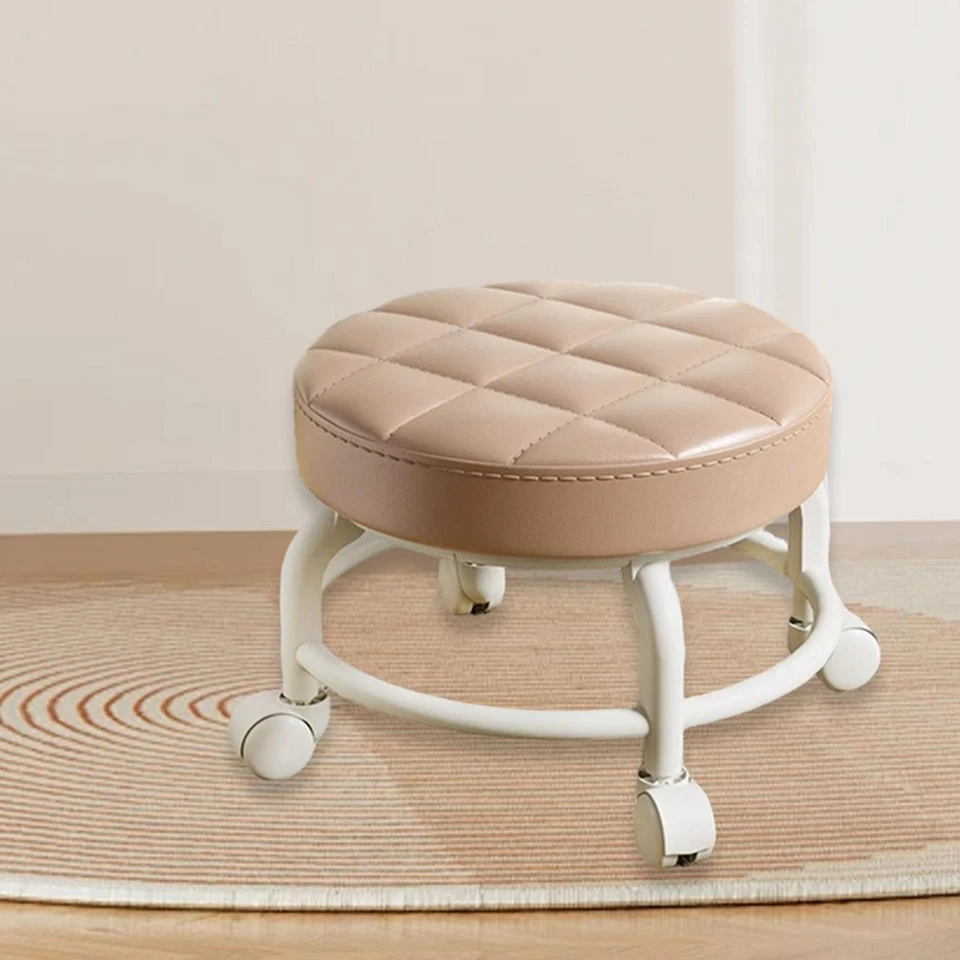 Rolling Stool 25x25x20cm Low Roller Seat Ergonomic Cushion Seating PU Leather - Image 1 of 1