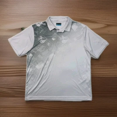 Camisa polo de rendimiento PGA Tour para hombre XXL logotipo bordado en la manga gris y blanco Foto 1 de 4