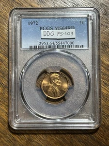 1972 One Cent Double Die Obverse FS-103 PCGS MS64 RD - Free Shipping! - Picture 1 of 14