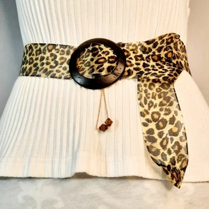 Handgefertigt durchsichtig Leopardenmuster Band Gürtel Kokosnuss Schnalle Kette Perlen Verzierung - Bild 1 von 10