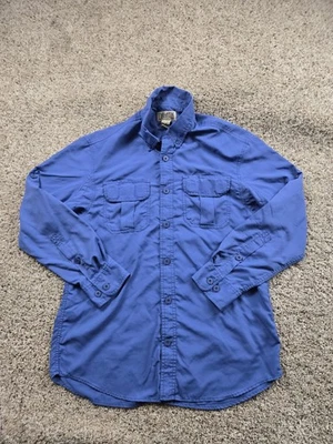 Camisa Duluth Trading Para Hombre Mediana Azul Ventilada Manga Larga Elastizada Con Botones Foto 1 de 4