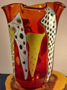 Rick Beck American Artist NC Large Vase, Vessel Cranberry Red Signed - Picture 1 of 13