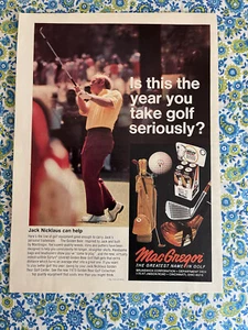 Vintage 1973 MacGregor Jack Nicklaus Golf Equipment Print Ad Golf Clubs - Picture 1 of 7