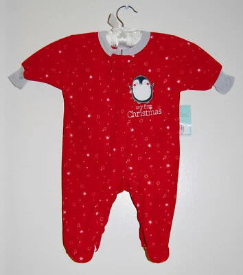NUEVO CON ETIQUETAS Recién Nacido Infantil Niñas Rojo Pingüino Mi 1ª Navidad LS Manta Dormir 3-6M Foto 1 de 4