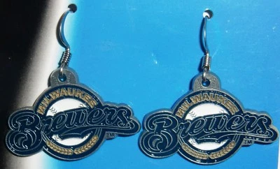 Milwaukee Brewers Dangle Earrings Licensed MLB Baseball Jewelry - Image 1 of 3