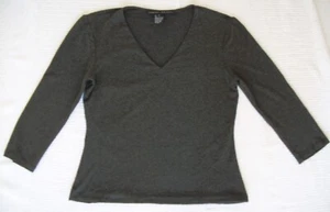 Yansi Fugel Womens Top Size S Charcoal Gray Lightweight Knit Dressy T-shirt Top - Picture 1 of 3