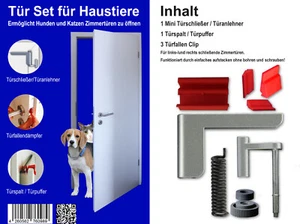 CLIP CLOSE V3 Universal Türschließer/Türanlehner silber Tür-Set für Hunde&Katzen - Bild 1 von 10