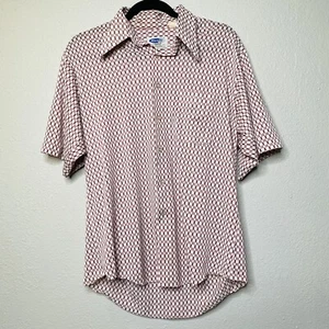 VTG Manfit by Campus Men's Dress Shirt Geometric L 16 - 16.5 Long Tail Button Up - Picture 1 of 7