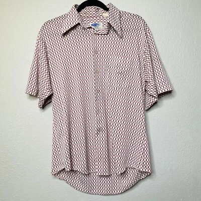 VTG Manfit by Campus Men's Dress Shirt Geometric L 16 - 16.5 Long Tail Button Up - Image 1 of 4