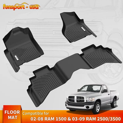 TPE Floor Mats Liners for 2003-2008 Dodge Ram 1500  2500 3500 Quad Cab 3D Molded - Image 1 of 4