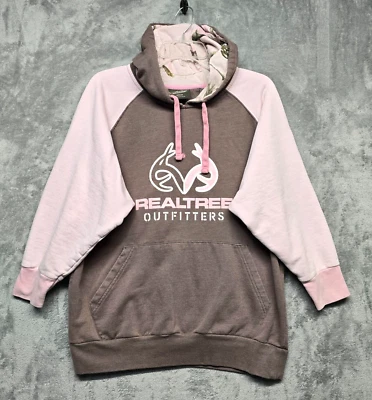 Realtree Hoodie Womens Medium Brown Pink Camo Hunting Outdoor Sweatshirt - Image 1 of 4