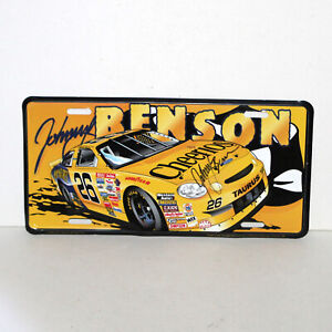 Johnny Benson Jr License Plate SIGNED Racing Car Nascar autograph yellow Taurus