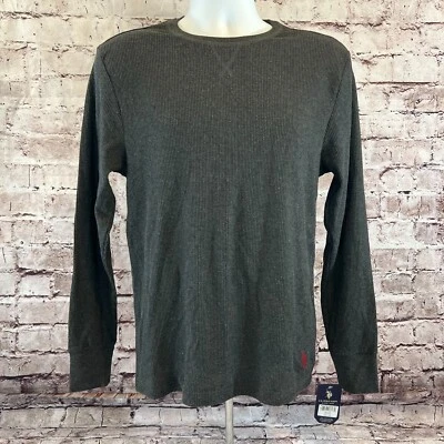 US Polo ASSN Para hombres Gris Manga Larga Térmica Ropa para Dormir Salón PJ Camiseta Talla S Foto 1 de 4