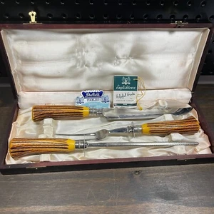 Vintage Sheffield Knife Set Meat Fork + Carving Knife + Sharpener 3 Piece - Picture 1 of 6