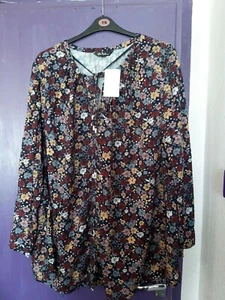 ULLA POPKEN FLORAL BLOUSE SIZE UK 24-26 BNWT - Picture 1 of 4