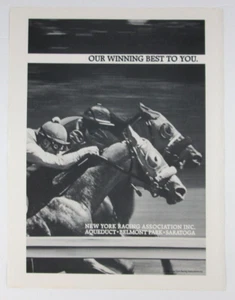 Vintage New York Racing Association Aquädukt Belmont Park Saratoga Druckanzeige 1988 - Bild 1 von 1