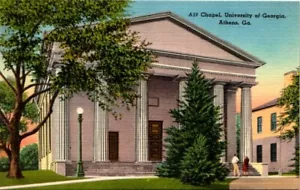 Leinen Postkarte Kapelle Universität von Georgia Athen GA UNP - Bild 1 von 2